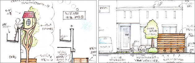 子どもの庭　安全な庭　子どもの遊び場　子どもが遊べる庭つくり 庭施工事例 子どもが大きくなったらターザン小屋/ツリーハウスをお庭に作る