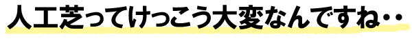 人工芝ってけっこう大変なんですね～人工芝生の評判、感想、口コミを元に人工芝生のメリット・デメリット、DIYでの費用 価格 料金を天然芝生と比較。人工芝を敷きたい方におすすめの庭リフォーム (神奈川県・鎌倉市・横浜市・川崎市・相模原市・藤沢市・茅ヶ崎市・厚木市・大和市・海老名市・小田原市・二宮町・大磯町・寒川町・平塚市）